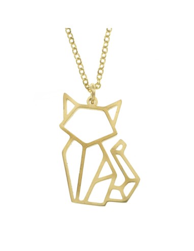 Collar gato geométrico de acero dorado