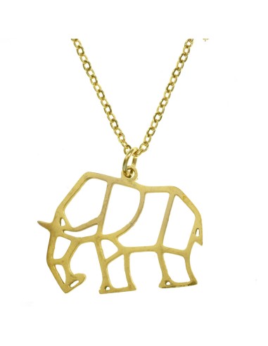 Collar elefante geométrico de acero dorado